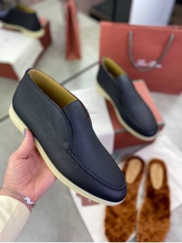 Лоферы Loro Piana Open Walk черного цвета из натуральной кожи