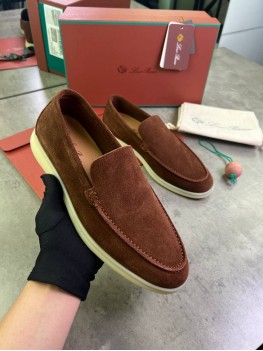 Мокасины Loro Piana замшевые коричневые 
