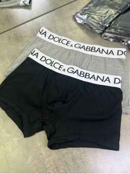 Набор нижнего белья Dolce Gabbana из 2-х пар черно-серого цвета широкая резинка с лого "DG"