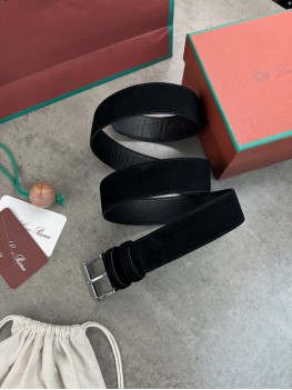 Ремень Loro Piana черный замшевый