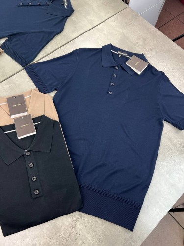 Трикотажная футболка с воротником Tom Ford Dark Blue Classic
