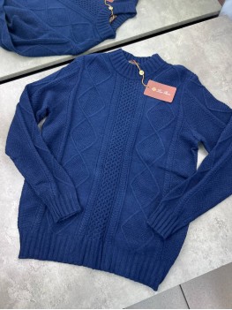Свитер Loro Piana синего цвет с имитацией вязки 