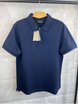 Трикотажное поло Tom Ford Logo "TF" Dark Blue