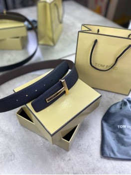 Ремень Tom Ford Reversible черного цвета с золотой пряжкой