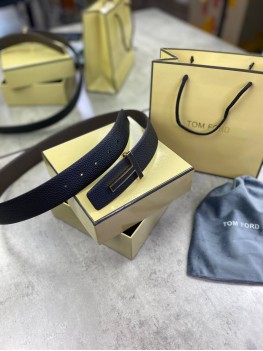 Ремень Tom Ford Reversible черного цвета с золотой пряжкой 