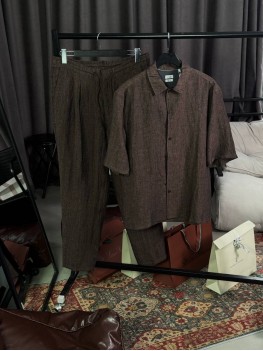 Льняной комплект Brunello Cucinelli кофейного цвета BC074-070