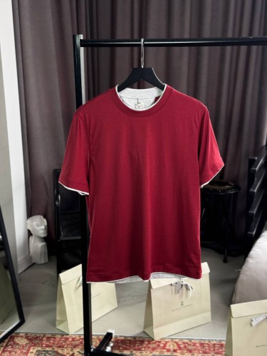 Футболка Brunello Cucinelli красная с окантовкой 	