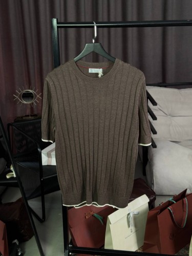 Трикотажная футболка Brunello Cucinelli коричневого цвета 