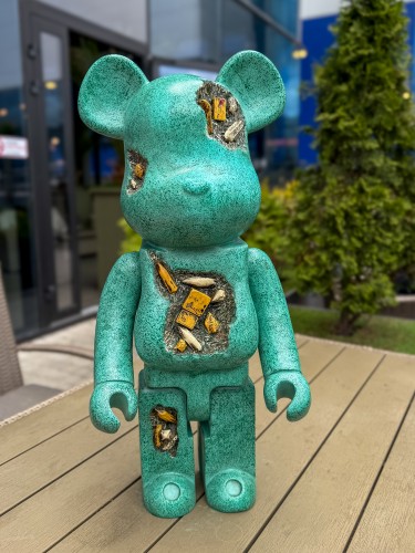 Статуэтка Bearbrick дизайнерская фигурка для интерьера медведь Беарбрик 70 см зеленый