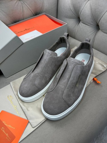 Слипоны Santoni без шнуровки мужские замшевые