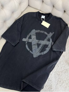 Футболка Vetements Graphitic print мужская темно-серая хлопок оверсайз