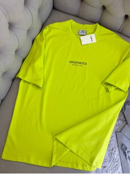 Футболка Vetements Paris France мужская салатовая хлопок