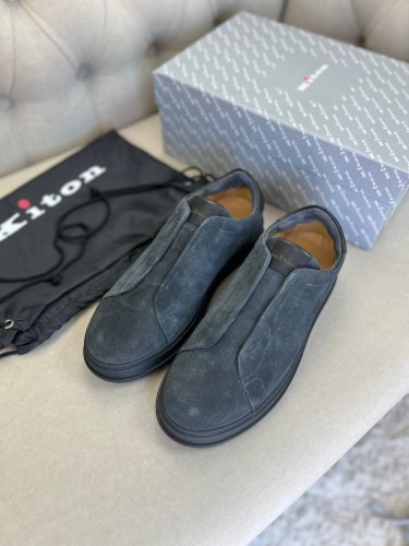 Слипоны Kiton без шнуровки темно-серые 