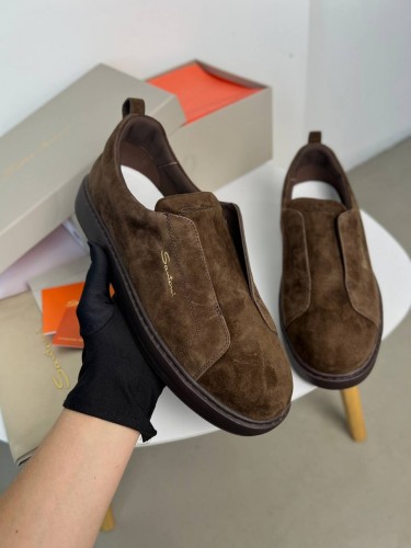 Слипоны Santoni без шнуровки коричневые