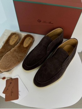 Лоферы Loro Piana Open Walk темно-коричневого цвета замша