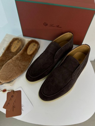 Лоферы Loro Piana Open Walk темно-коричневого цвета замша