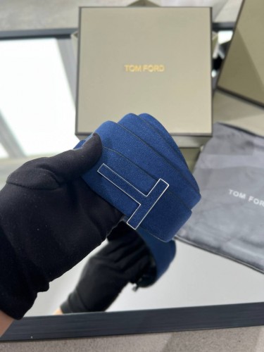 Ремень Tom Ford T Icon замшевый синего цвета