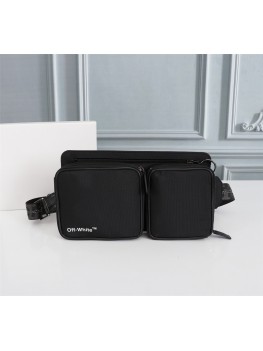 Нагрудная сумка Off White черного цвета с черным ремнем
